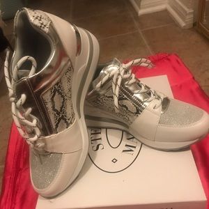 Steve Madden white wedge sneakers